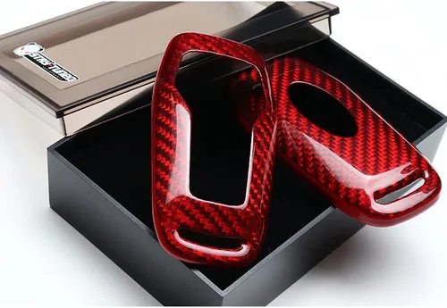 Miniatura 2 de Funda para llavero con acabado de fibra de carbono 100% real, color rojo, compatible con Ford F-150 Fusion, Mustang, Explorer, Edge, Lincoln, MKZ
