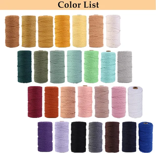 Miniatura 3 de Cordón de macramé gris rosado de 0.118 in x 109 yardas, cuerda de algodón colorido de algodón suave para colgar en la pared, colgar plantas