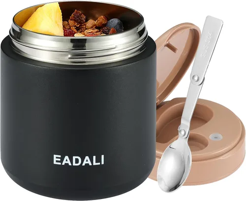 Miniatura 10 de Eadali Tarro de comida para niños de 15.2 onzas para comida caliente, contenedor de almuerzo aislado al vacío con interior de acero inoxidable 316