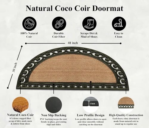 Miniatura 107 de A1HC Tapete para Puerta de Fibra de Coco Natural y Caucho, 30"x48" – Grueso, Duradero, Resistente, Anti-Desprendimiento, Resistente a
