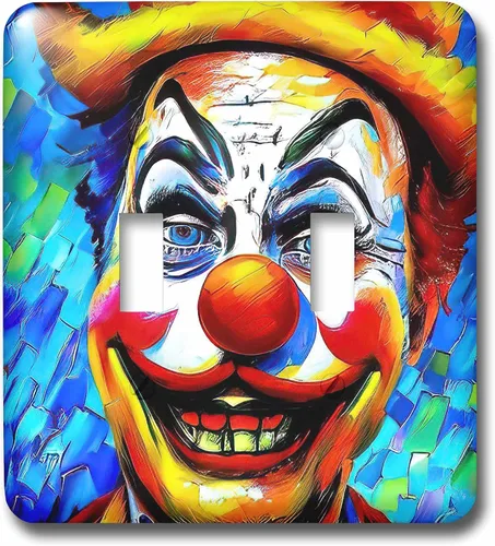 Miniatura 3 de 3dRose Pleasing clown in yellow hat. Blue and green background. Funny gift single toggle switch
