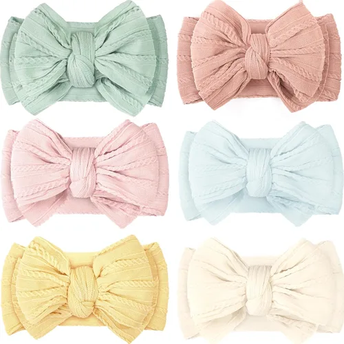 Miniatura 11 de CÉLLOT 6 piezas de diademas con moño para bebé, diademas de nylon, accesorios para el pelo con moño para bebé niña, esenciales para recién nacidos