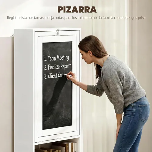 Miniatura 6 de HOMCOM Escritorio plegable convertible con pizarra, escritorio de computadora montado en la pared que ahorra espacio con estantes de almacenamiento