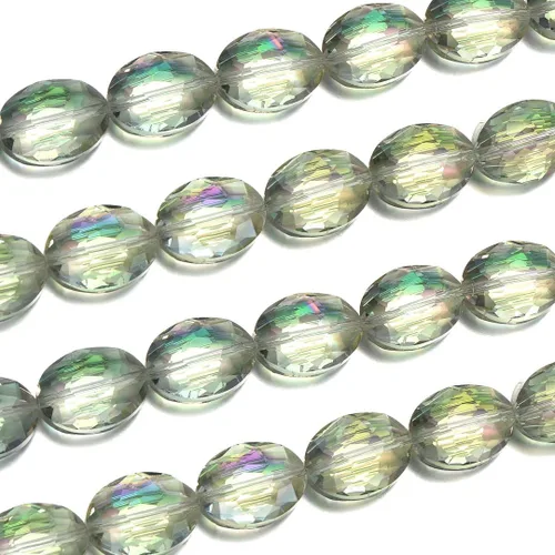 Miniatura 24 de 50pcs Checa 16mm (0.63 inch) Grande facetado Plano Oval Cristal Cuentas Espaciador Amatista Púrpura