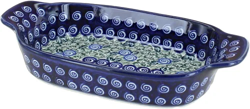 Miniatura 5 de Blue Rose Polish Pottery - Plato rectangular con diseño de mariposa floral roja, 10 x 5.25 pulgadas, hermoso plato para pan, ensalada o pasta