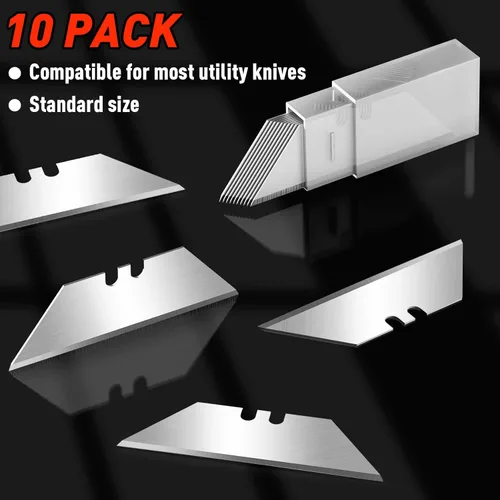 Miniatura 5 de DIYSELF Paquete de 2 cortadores retráctiles con 10 hojas de cuchillo utilitario, cuchillas afiladas de acero SK5, cortadores de caja para cartón