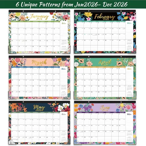 Miniatura 5 de Calendario de escritorio 2026, enero de 2026 a diciembre de 2026, calendario mensual grande de escritorio 2026, 17 x 12 pulgadas, almohadilla