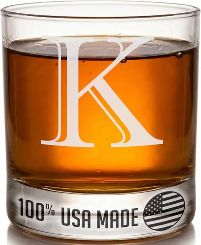 Miniatura 20 de Monograma grabado de cristal de whisky Rocks de 11 onzas (letra S), regalos de bourbon personalizados de la A-Z para hombres, día del padre, vidrio