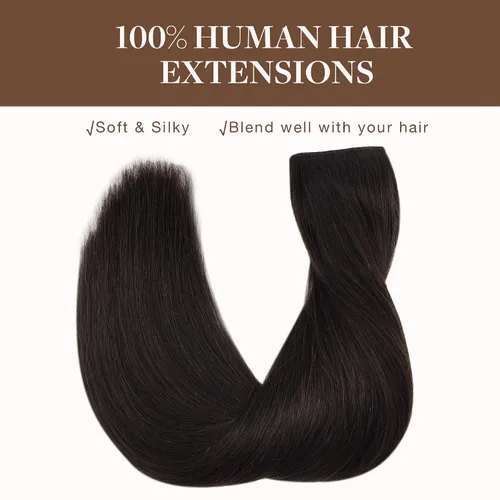 Miniatura 8 de GOO GOO Extensiones de cabello humano con alambre, color marrón oscuro, 12 pulgadas, 70 g , extensiones de cabello humano Remy, extensiones de #2A