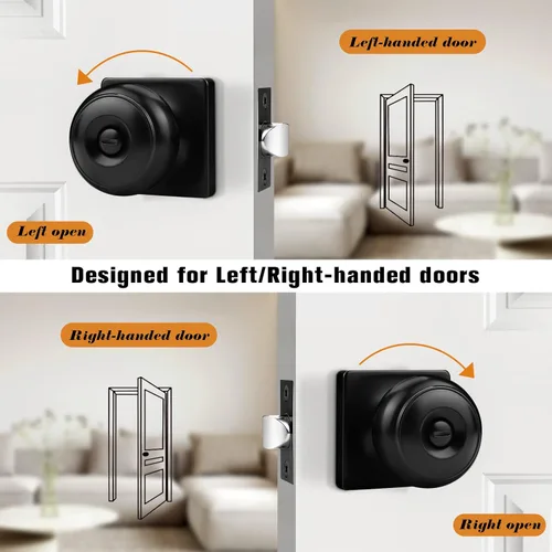Miniatura 6 de Probrico Perillas de puerta negras con roseta cuadrada, manijas de puerta de privacidad para dormitorio, perillas de puerta negras cerraduras