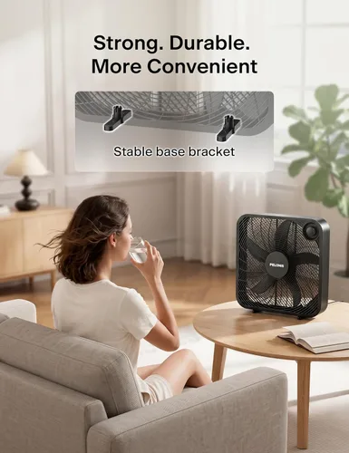 Miniatura 8 de PELONIS Ventilador de caja de 20 pulgadas – 3 velocidades, ventiladores de ventana, para piso o mesa, 25 pies/s, 2025 mejorado, lanzamiento de aire