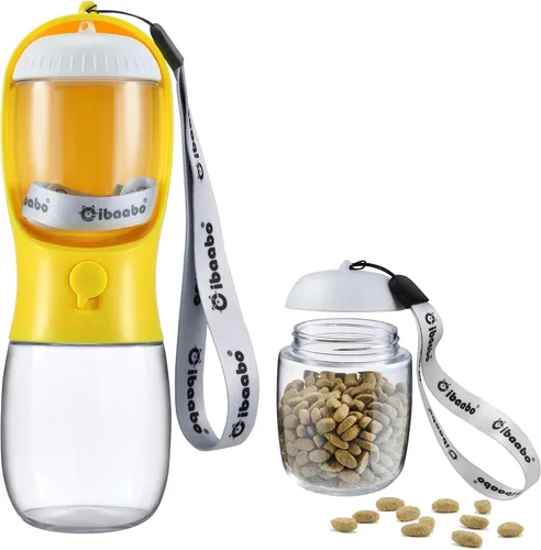 Miniatura 18 de Cibaabo Botella de agua para perros con contenedor de alimentos, cuenco de agua para cachorros de viaje, dispensador portátil para mascotas