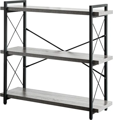Miniatura 20 de HCHQHS Estantería Pequeña, Estantería Industrial Ajustable de 3 Niveles, Estantería Abierta Rústica, Estanterías Horizontales de Madera y Metal