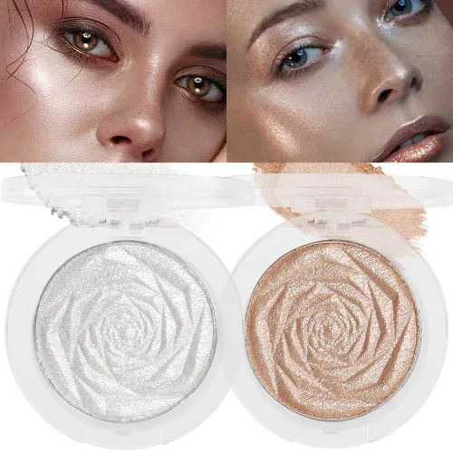 Miniatura 11 de evpct Iluminador facial de perla blanca y plata, maquillaje de brillo con purpurina de diamantes brillantes, paleta de sombras de ojos en polvo