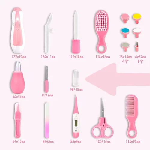 Miniatura 5 de Kit de aseo para bebés, juego de cuidado de seguridad infantil con cepillo para el cabello, peine cortaúñas, aspirador nasal, kit esencial