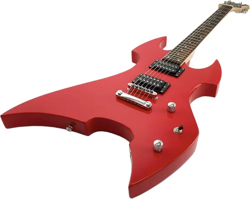Miniatura 2 de Guitarra eléctrica de 6 cuerdas estilo metal pesado para diestros de tamaño completo, cuerpo de madera maciza y perno en el cuello, cable y llave