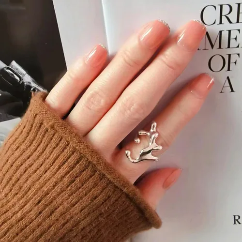 Miniatura 100 de 925 Sterling Silver Ring Minimalist Adjustable Rings Band Handmade Rings for Women Girls