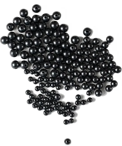 Miniatura 9 de Karelian Heritage Shungite - Juego de 50 cuentas redondas (0.236 pulgadas), piedra natural negra pequeña para hacer joyas para adultos, cuentas