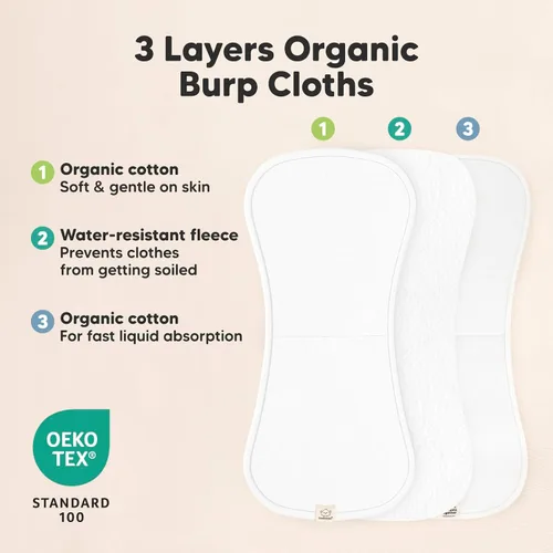 Miniatura 4 de Paños orgánicos para bebés, niños y niñas, paquete de 5, ultra absorbente, paño para eructar, ropa para recién nacidos, toalla para la leche, babero