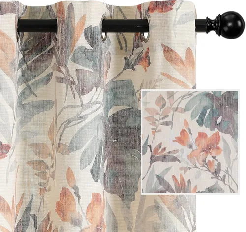 Miniatura 17 de MYSKY HOME - Cortinas plisadas con estampado floral para sala de estar/comedor, cortinas plisadas para proteger la privacidad, 84 pulgadas de largo