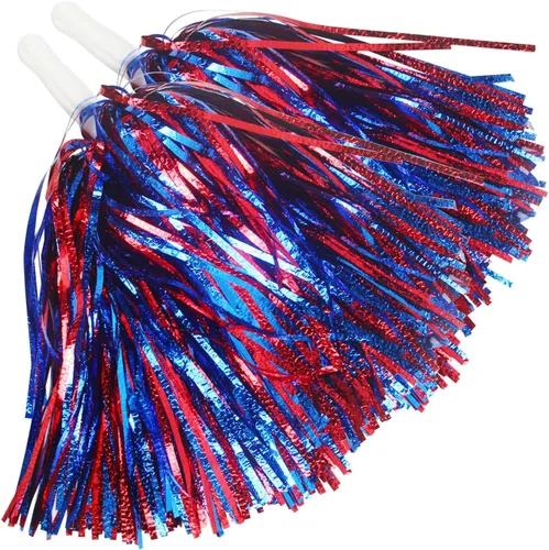 Miniatura 12 de Hooshing 12/24 unidades de pompones para porristas, pompones esponjosos metálicos brillantes para equipo de equipo deportivo, espíritu de fiesta