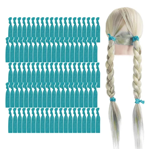 Miniatura 44 de MEEDEE Paquete de 100 lazos para el cabello, color negro, sin pliegues, nudos suaves para mujeres, sin daño, adecuado para colas de caballo, yoga