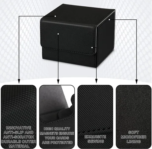 Miniatura 4 de Weewooday 2 cajas de cartas de cuero de gran tamaño para más de 100 cartas con funda para juego coleccionable, compatible con Mtg Tcg