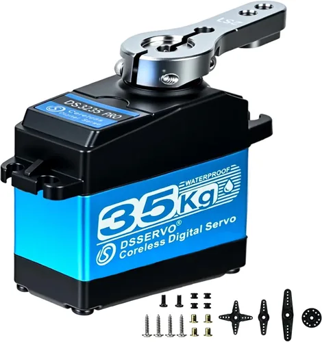 Miniatura 7 de Servomotores de dirección RC sin núcleo de 45KG de alto par de torsión de 8.4 V, engranaje de acero inoxidable, perfil bajo, impermeable