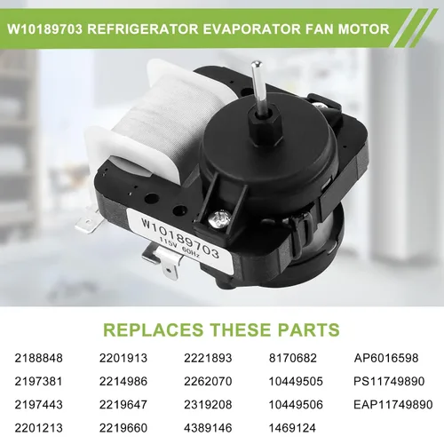 Miniatura 5 de [Actualizado] AMI PARTS W10189703 - Motor de ventilador evaporador para refrigeradores Whirl-Pool Ken-More - Reemplaza WPW10189703, AP6016598