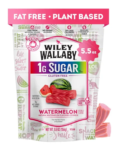 Miniatura 12 de Wiley Wallaby Dulces de regaliz gourmet de 5.5 onzas de sabor australiano suave y masticable, sin gluten, sabor australiano (5.5 onzas