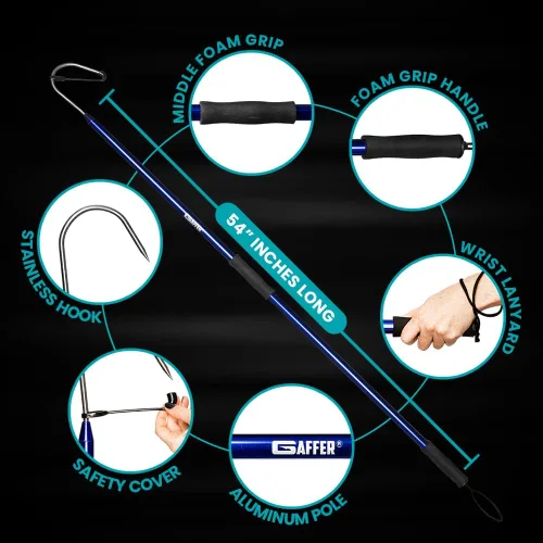 Miniatura 8 de GAFFER SPORTFISHING Aluminum Fish Gaff Hook Lightweight Fishing Pole with Sharp Stainless Steel Spear Hook Ergonomic Foam Grips, Secure Lanyard