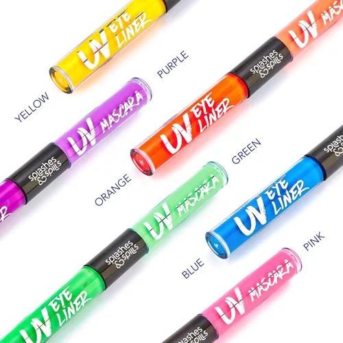 Miniatura 6 de Dúo delineador de ojos y rímel con luz negra UV, paquete variado de 6 colores, 0.2 onzas líquidas, etapa de día o noche, discotecas o maquillaje
