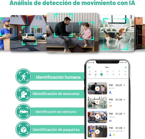 Miniatura 3 de Cámaras de seguridad inalámbricas para exteriores, 2K alimentadas por batería con detección de movimiento AI, foco, alarma de sirena, WiFi, cámara