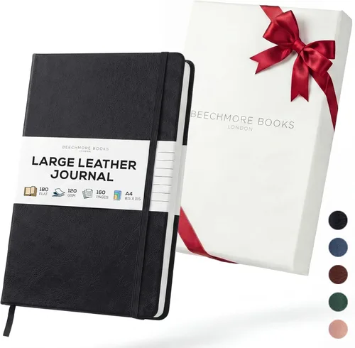 Miniatura 21 de BEECHMORE BOOKS Cuaderno rayado, 5.8 x 8.3 pulgadas, páginas rayadas A5, 160 páginas, diarios de cuero de tapa dura para mujeres, hombres, escritura
