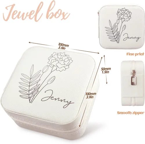 Miniatura 10 de Joyero personalizado para mujer, joyero de viaje personalizado con nombre, organizador de joyas de viaje para anillos, aretes, collares, regalos