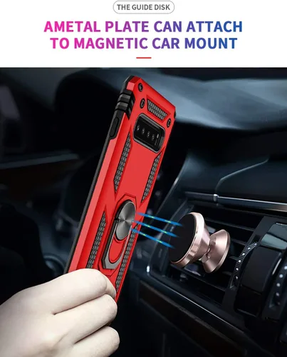 Miniatura 3 de Funda de grado militar para Samsung Galaxy S10 Plus 360 con anillo giratorio de metal con soporte de soporte magnético integrado para montaje