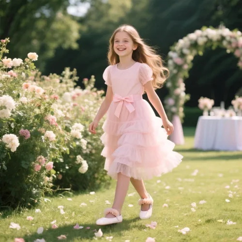 Miniatura 2 de Felix & Flora - Zapatos bajos de vestir con flores para niña pequeña, tipo balerina, para fiesta, escuela y boda