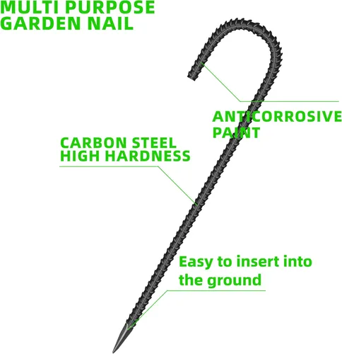Miniatura 3 de 20 Piezas Estacas de Tierra para Jardín de 12 Pulgadas de Acero Galvanizado en Forma de Gancho J Estacas de Refuerzo - Anclajes de Tierra de J-12
