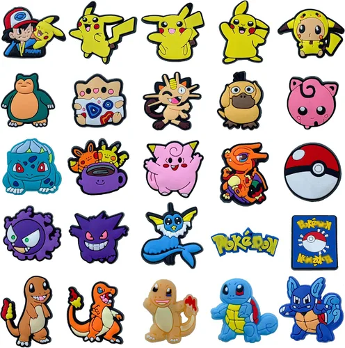 Uthitio 25 Pcs Cute Cartoon Shoe Charms Pins for Boys Girls, Pink Cute Charms Pack for kids, Shoe Decoration Accessories, Party Favors Gifts.