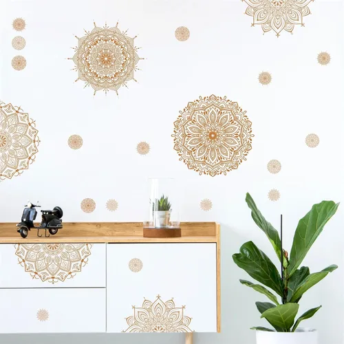 Miniatura 11 de Kazova 20 calcomanías de pared de mandala grande, 20 unidades, 2 hojas, color negro, calcomanías de mandala boho para dormitorio, sala de estar