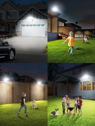Miniatura 9 de intelamp Luces de calle solares para exteriores impermeables 3000LM 12500mAh Sensor de movimiento dual de atardecer a amanecer lámpara de inundación
