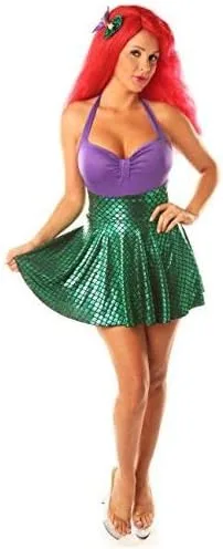 Miniatura 2 de Conjunto de disfraz de sirena para Halloween, Navidad, cosplay, juego de rol, verde y morado, Verde, púrpura