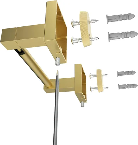 Miniatura 5 de Ruacq Soporte de papel higiénico dorado con doble poste pivotante cuadrado, soporte para rollo, soporte de papel higiénico dorado cepillado, acero