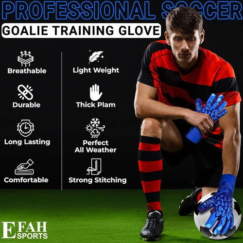 Miniatura 3 de Guantes de portero de fútbol para niños, jóvenes y adultos profesionales con palmas de protección y agarre reforzado
