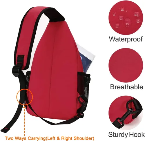Miniatura 3 de Mosiso - Mochila bandolera multiusos, para viajes, senderismo, etc. Rojo