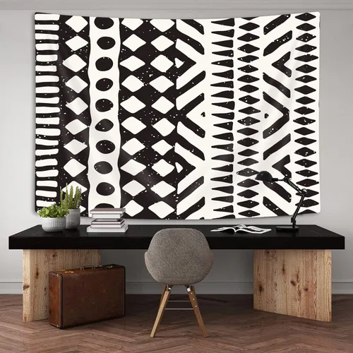 Tapiz africano de tela de barro, arte para colgar en la pared, diseño tribal afrocéntrico étnico bohemio con elementos geométricos, tapices de