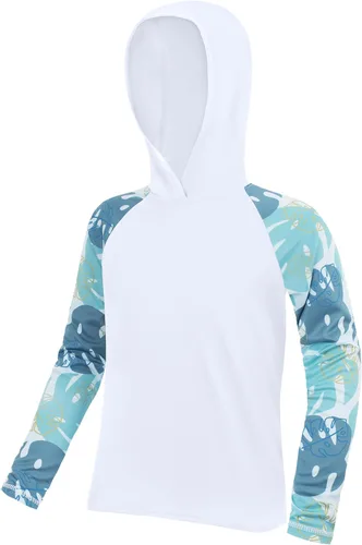 Miniatura 26 de Sudadera con capucha para niños, protección solar UPF 50+, manga larga, protección solar UV, camisa de pesca para niños y jóvenes, camisas de agua