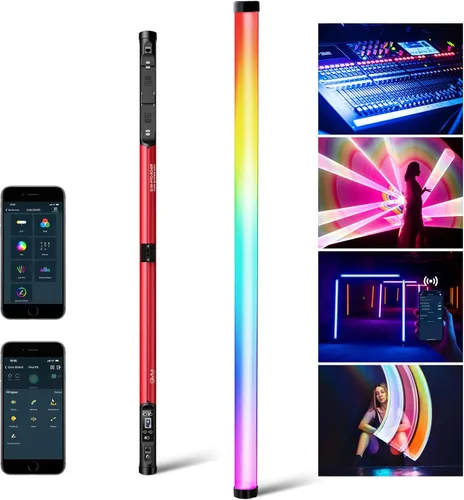 GVM - Barra de luz LED RGB para video, 45 W, 48 pulgadas, luz de varita a todo color con malla Bluetooth y control DMX, 2700-10000K CCT tubo de luz,