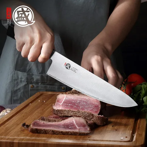 Miniatura 3 de MITSUMOTO SAKARI Gyuto - Cuchillo de chef japonés VG-10 de 8 pulgadas, cuchillo de cocina forjado a mano para carne y verduras, mango G10 con caja