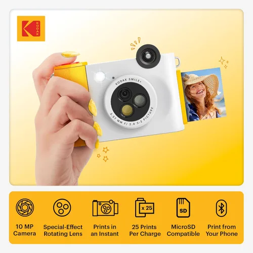 Miniatura 2 de Kodak Smile+ Paquete de regalo para cámara digital instantánea 2 en 1 e impresora fotográfica + estuche + papel fotográfico Zink 2 x 3 con parte